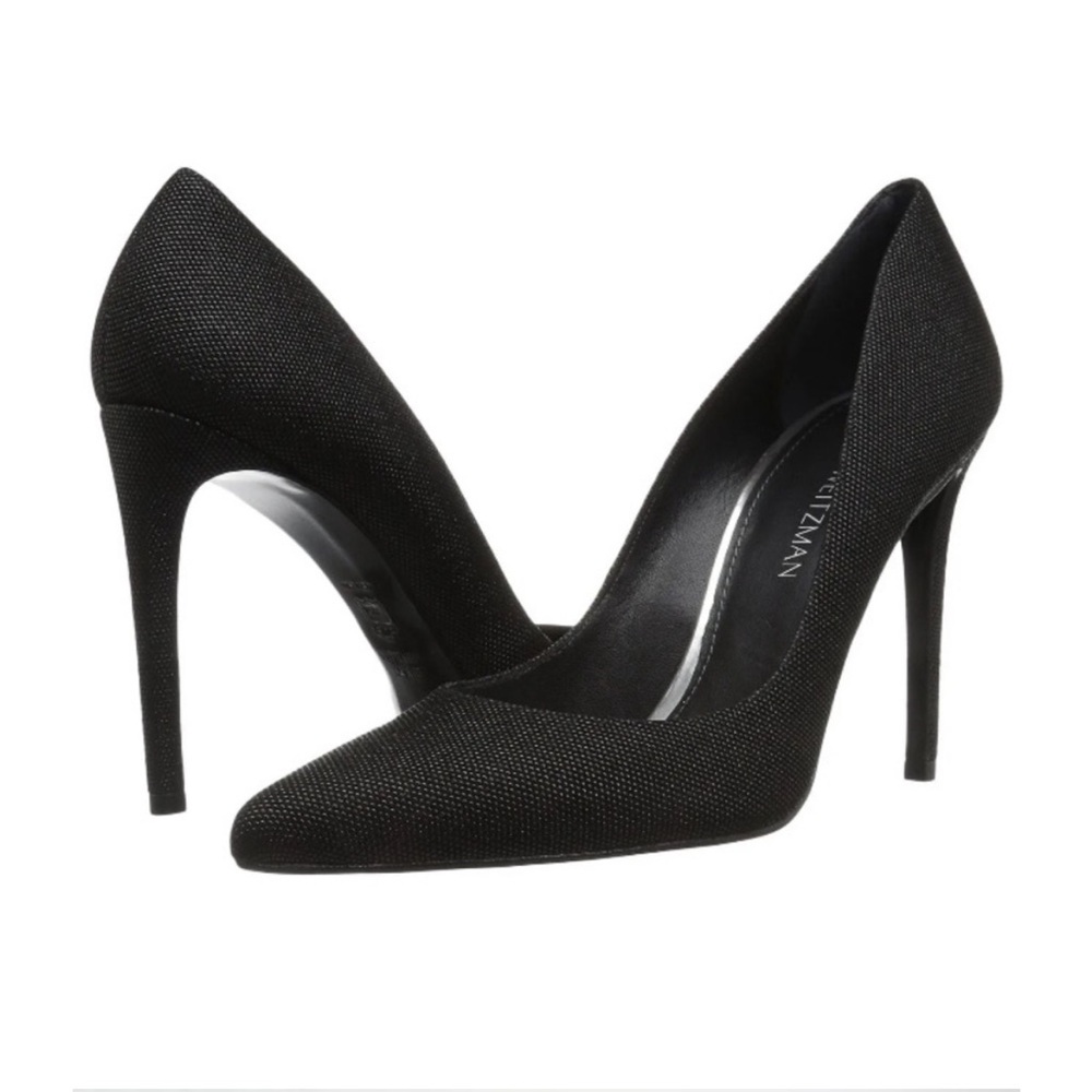 NWT Stuart Weitzman Curvia Black Bead Nappa Heel Pumps